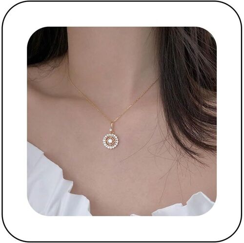 Kal-Collier Soleil Boho Choker Collier Pendentif Boussole Vintage Or Minuscule Disque Strass Breloque Choker Pave Cristal Géométrique Collier Pendentif Rond Bijoux Pour Femmes Et Filles