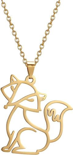 Kal-Collier De Renard Pour Femmes Hommes En Acier Inoxydable Charmant Collier De Pendentifs De Renard Chic Animaux Bijoux Cadeau Pour L'amour Du Renard