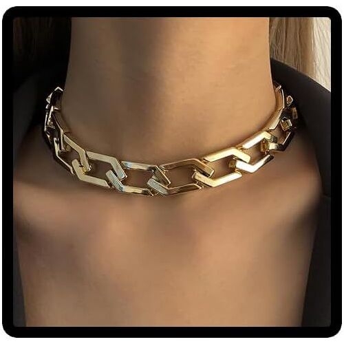 Kal-Punk Géométrique Choke Collier Hip Hop Chaîne Épaisse Collier Femme Et Fille Bijoux Réglables
