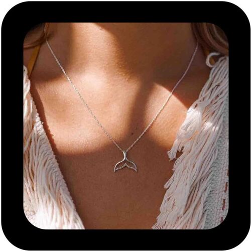 Collier Minimaliste En Argent Plaqué Queue De Sirène Baleine Collier Pendentif Queue De Dauphin Collier Dainty Ocean Animal Bijoux Pour Femmes