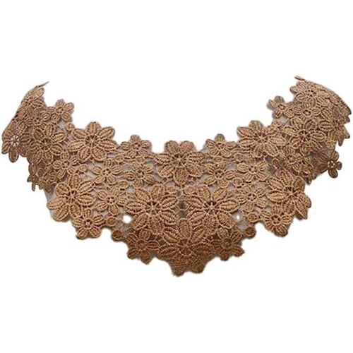 Kal-Col En Dentelle Brodée Col En Dentelle Appliqué Fleur Dentelle Patchs Brodés Amovibles Encolure En Dentelle Col Élégant Insert De Col Femme Col Pour Couture Curry Taille Unique