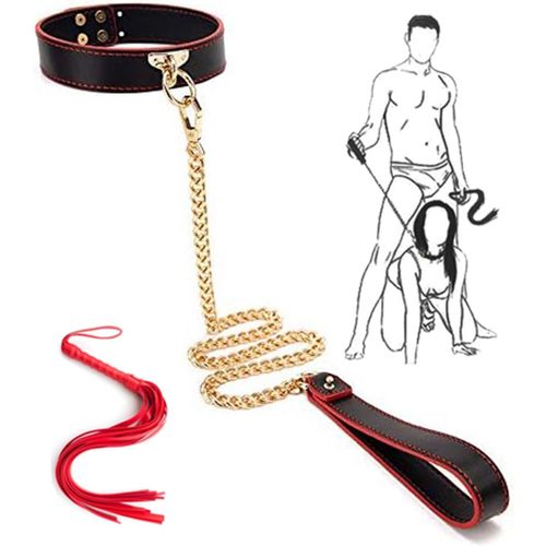 Kal-Collier Élégant Et Luxueux, Avec Une Chaîne En Or Et Un Collier Rouge Avec Une Cravache Rouge Pour Femmes, Cavalières, Amateurs De Luxe