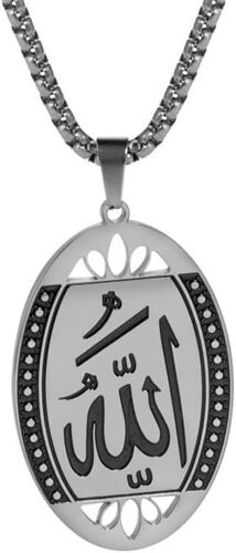 Kal-Collier Allah Pour Homme Et Femme En Acier Inoxydable Chic Avec Pendentif Islamique Musulman Allah (Médaillon) Bijoux Arabes