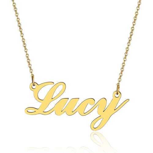 Kal-Collier Prénom Personnalisé 1-2 Prénoms En Argent Sterling/Acier Inoxydable Avec Chaîne De 50cm,Bijoux Personnalisés Pour Bon Cadeau Saint-Valentin Anniversaire Marriage Noël