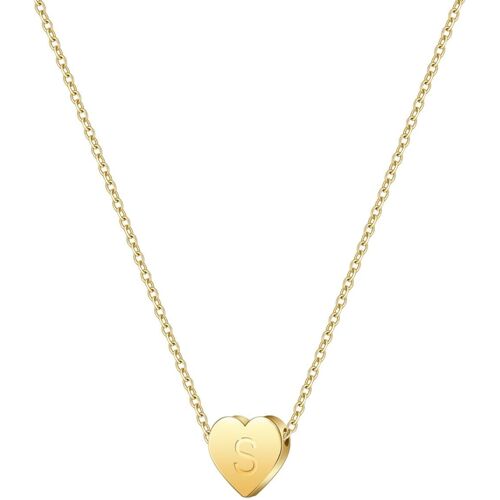 Kal-Collier Initiales En Forme De Coeur Plaqué Or 14k - Collier Alphabet En Forme De Coeur En Or Collier Initiales En Or Délicat Collier Alphabet Pour Adolescentes Bijoux Pour Femmes
