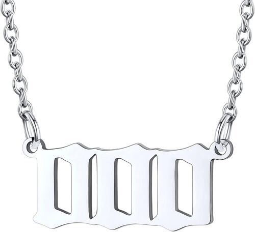 Kal-Collier Femme Nombre Angélique 000-999 En Acier Inoxydable/Plaqué Or, Pendentif Numéro D'ange Porte-Bonheur Pour Fille