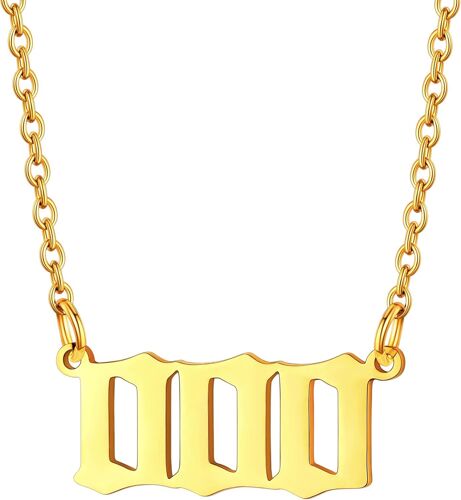 Kal-Collier Femme Nombre Angélique 000-999 En Acier Inoxydable/Plaqué Or, Pendentif Numéro D'ange Porte-Bonheur Pour Fille