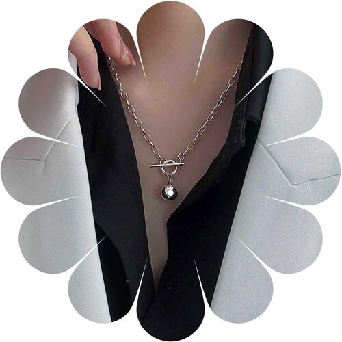 Kal-Collier Boule À Bascule Collier Ras De Cou Argenté Pendentif Boule Punk Collier Chaîne Trombone Collier Boule Harmonie Bijoux Pour Femmes Et Filles Cadeaux De Mamans