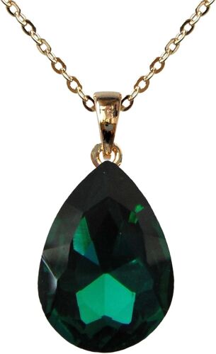 Kal-Collier Avec Pendentif En Forme De Poire En Cristal Plaqué Or 18 Carats 40,6 Cm + 5,1 Cm