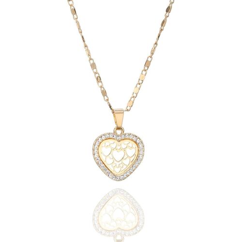 Kal-Collier De Mode Pendentif Coeur Creux Amour Collier Pour Les Filles Avec Éblouissant Cz Cristal Longue Chaîne Collier Strass