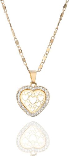 Kal-Collier De Mode Pendentif Coeur Creux Amour Collier Pour Les Filles Avec Éblouissant Cz Cristal Longue Chaîne Collier Strass