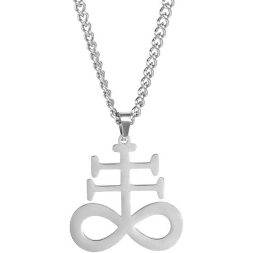 Kal-Léviathan Croix Pendentif Collier Satan Croix Pendentif Collier En Acier Inoxydable Satanique Soufre Symbole Collier Satan Religions Bijoux