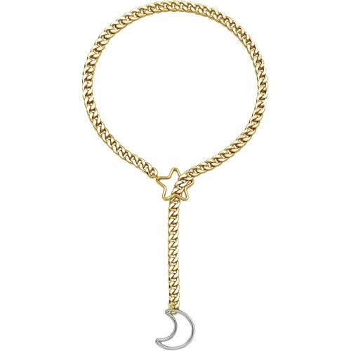 Kal-Slip Collier Pour Femme Collier En Y Femme Lariat Slip Collier En Or/Noir/Argent Collier Rock Femme Homme Réglable O-Ring Collier Choker Réglable