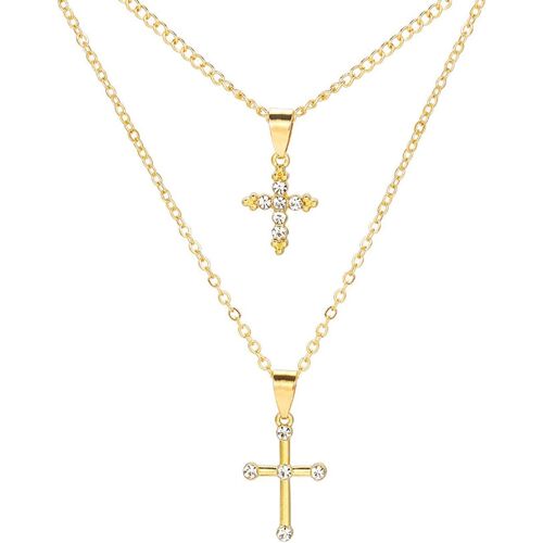 Kal-Croix Collier Or Layered Collier Croix Collier Bijoux Pour Femmes