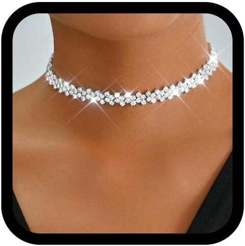 Tianyi-Collier Ras Du Cou En Argent Avec Strass Scintillants, Accessoires De Bijoux Pour Femmes
