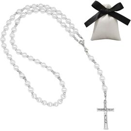 Kal-Chapelet Catholique Avec Pierres Naturelles, Chapelet Pour Communion Avec Croix Rétro, Chapelet Pour Baptême, Communion, Mariage, Communion, Fête, Faveurs