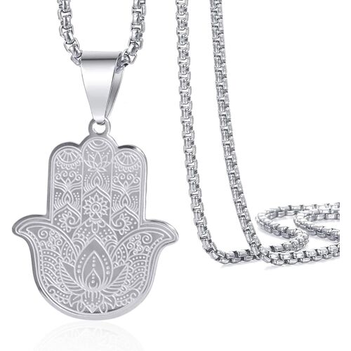Kal-Collier Main De Fatima Collier Main De Hamsa Et Oeil Maléfique Collier Main De Hamsa Collier Amulette Porte-Bonheur Collier De Protection Talisman Cadeaux Pour Hommes Femmes