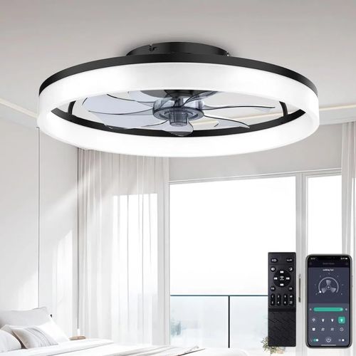 CHECARZHN--NO1-50Cm Ventilateur De Plafond Silencieux Avec Lumiere Et Telecommande 6 Vitesses Et Vent Réversible Dimmable Led Ventilateur De Plafond Avec Lumière Avec Télécommande Pour Salon Chambre