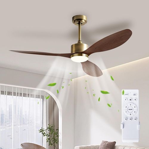 CHECARZHN--NO1-Ventilateur Plafond Avec Lumiere Avec Télécommande, 132Cm Bronze Ventilateur Plafond, 3 Types D'Éclairage, 6 Vitesses, Horaire Ventilateur Silencieux, Convient Pour La Chambre Et Le Sa