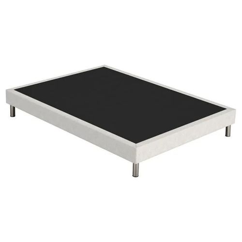 Sommier Tapissier + Pieds Sr15 Beige 160x200 Lattes Bois Massif - H.15 Cm