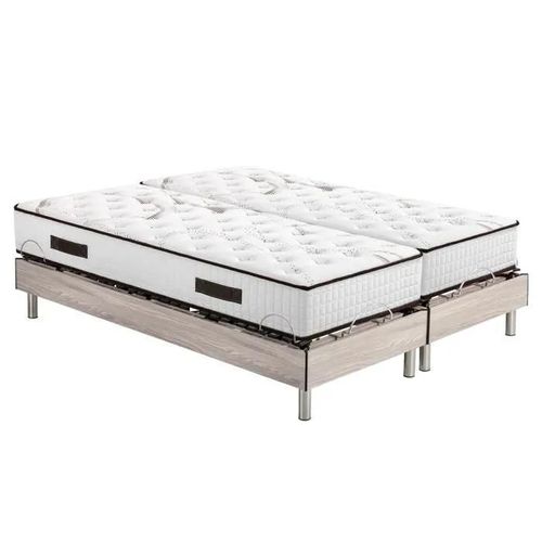 Ensemble relaxation S73+Matelas latex Louxor - 3 zones - 2x90x200 - Chêne clair