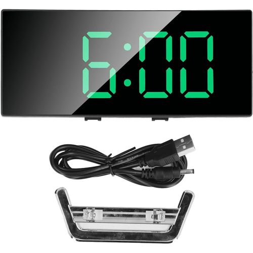 Horloge Numérique À Grand Écran, Réveil Électrique Led Horloge Incurvée Électronique Intelligente Réveil Numérique Horloge De Chevet Pour Chambre À Coucher, 17X7,2Cm