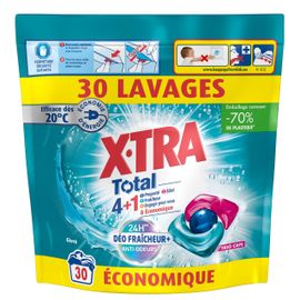 X-TRA Lessive Trio-Capsule Total Déo Fraîcheur+ Givré x30