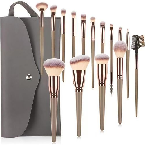 Ershi-15pcs Pinceau Maquillage Set,De Pinceaux Maquillage Cosmétique Pinceaux Kit,Lot Pinceau Maquillage, Pour Fond De Teint, Poud[188] 