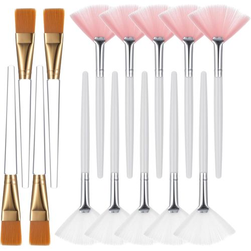 Lot De 14 Pinceaux Éventail Pour Masque Facial Cosmétique Masque Pinceau Éventail Maquillage Soins De Maquillage Manche En Bois Pinceau Applicateur De Crème Vi Crème Vi Acide Applicateur 