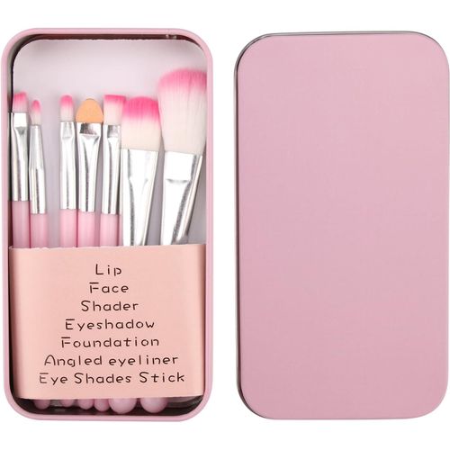 Sharelove Lot De 7 Pinceaux De Maquillage Pour Fond De Teint, Sourcils, Eyeliner, Pinceaux Correcteurs Avec Étui Pour Femmes, Filles, Enfants (Rose) 