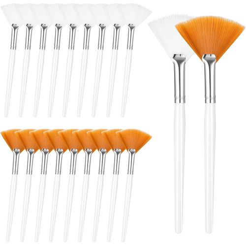 Qfgasre Lot De 20 Pinceaux En Éventail Pour Application Du Vi , Esthéticienne, Pinceaux De Maquillage, Outils Cosmétiques Avec Poignée Pour Crème De Boue, Maquillage, Peeling 