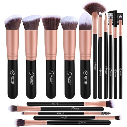 Kal-Pinceaux Maquillages Or Rose, Kit Pinceaux Maquillages Professionnel 16pcs, Lot De Pinceaux Maquillage Avec Pinceaux Maquillages Yeux 