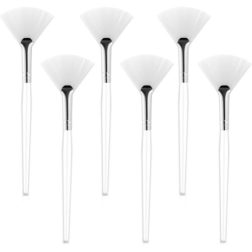 Lot De 6 Pinceaux Pour Le Visage - Pinceau Éventail - Pour Masque Facial - Doux - Avec Poignée En Plastique Transparent - Applicateur D'acide - Pour Crème De Visage 