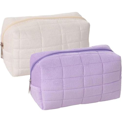 KAL-2 Pièces Petit Sac De Maquillage Pour Femme, Sac De Rangement Mignon En Maille Sac Cosmétique En Daim Portable Voyage Trousse De Maquillage Sac De Lavage Peut Contenir Divers Cosmétiques Et Outil