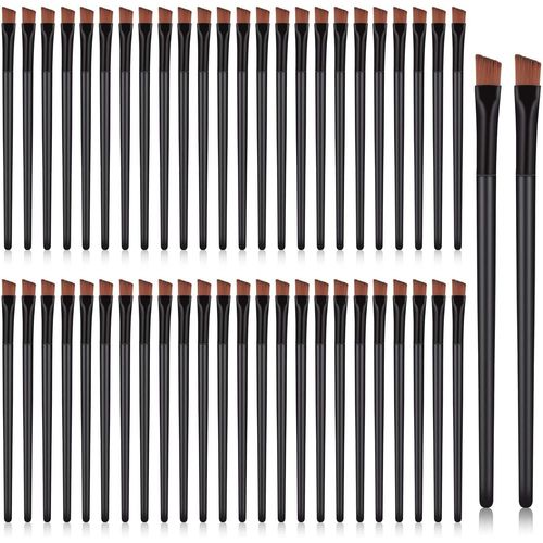 Lot De 50 Pinceaux À Sourcils Biseautés Pour Application De Fard À Paupières, Pinceaux De Maquillage Pour Les Yeux 