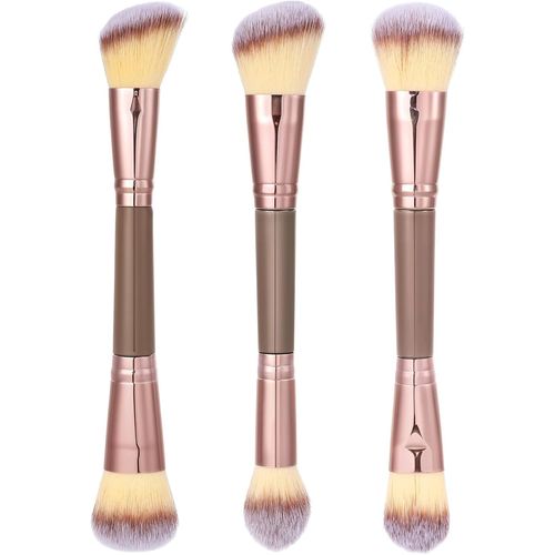 Lot De 3 Pinceaux Bronzants À Double Tête - Trois Tailles - Pour Fond De Teint, Anti-Cernes, Blush - Idéal Pour Les Voyages Et Le Maquillage Professionnel 
