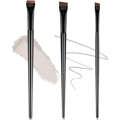 Lichua Pinceaux Maquillages 3 Pcs Set,Pinceau De Maquillage Eyeliner, Pour Sourcils Yeux Cil Angle Incliné Ultra Fin 