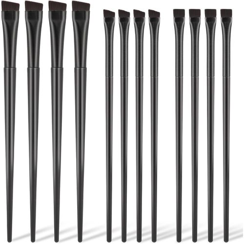 Lot De 12 Pinceaux À Sourcils Fins Biseautés Pour Eyeliner - Pour Fard À Paupières - Pinceau De Maquillage Pour Les Yeux - Applicateur De Pinceaux À Sourcils Inclinés 