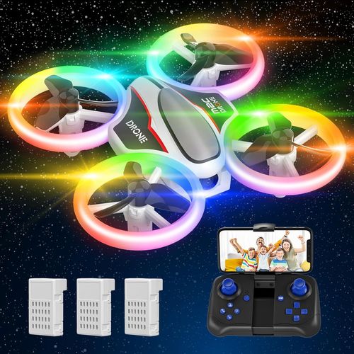 Mini Drone Avec Caméra 720p Hd, Drone Avec Lumières Led Pour Enfant, Quadricoptère Hélicoptère Rc Avec 3 Batteries 21 Mins Jouet Cadeau Pour Garçons Et Filles-Marque Générale