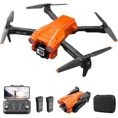 Drone Rc Avec Double Caméra 4k Hd, Quadricoptère Rc 1080p Avec 2 Batteries, Mode Sans Tête D'évitement D'obstacles, Contrôle Gestuel Débutant (Orange)