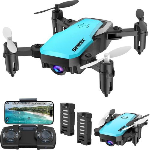Simrex X300c Drone Avec Caméra 720p Hd, Rc Quadricoptère Pliable, Mini Drone Avec Maintien De L'altitude, 3d Flip, Contrôle De La Gravité Et 2 Batteries, Cadeaux Pour Enfants Et Adultes, Bleu-Marque Générale
