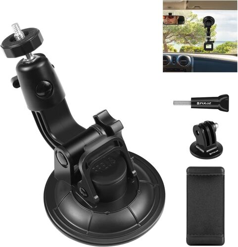 KALANKA-Support Ventouse Voiture pour caméra GoPro/Ant/Coyote/DJI Support pour fenêtre et Pare-Brise de véhicule avec Pince pour téléphone 2.3-3.3 Pouces