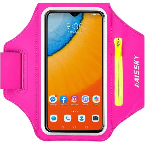 Brassard De Sport Avec Clé De Voiture Poche Zippée,Brassard De Téléphone Résistant À L'eau Pour Iphone 15/14/14 Pro /13 Pro/12 Pro /Xr/Xs Smartphone Running Brassard 6.8"" Pour Jogging