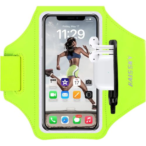 Brassard De Sport Avec Clé De Voiture Poche Zippée,Brassard De Téléphone Résistant À L'eau Pour Iphone 15/14/14 Pro /13 Pro/12 Pro /Xr/Xs Smartphone Running Brassard 6.8"" Pour Jogging