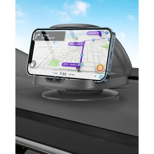 Support de téléphone de voiture rotatif à 360 ° pour tableau de bord de voiture, visualisation horizontale et verticale, support de téléphone de voiture, lavable, Samsung, Android (gris)