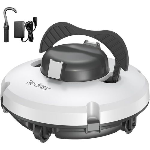 Redkey S100 Robot Piscine Sans Fil, 130 Min de Nettoyage Puissant, Pente de 18°, Deux Moteurs Puissants et Brosses, Automatique de Stationnement, Aspirateur Piscine pour Piscines Hors Sol jusqu'à 100¿