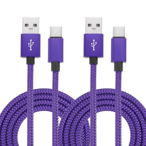 Sjzg-Lot De 2 Câbles De Charge Tressés Usb De Type C, 2,4 A De Type C Vers Usb A, Pour Tablette, Téléphone, Lampe De Bureau Led, Drone, Violet