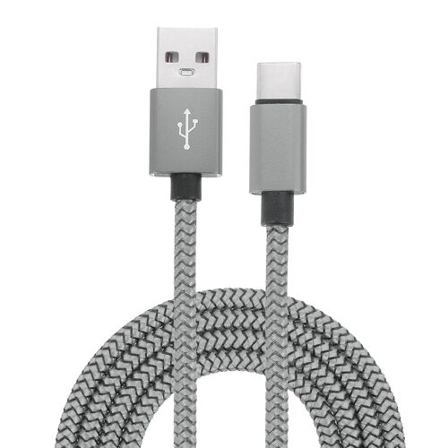 SJZG-Câble De Charge Tressé Usb De Type C, 2,4 A De Type C Vers Usb A, Câble De Transfert De Données Pour Tablette, Téléphone, Lampe De Bureau Led, Drone, Gris