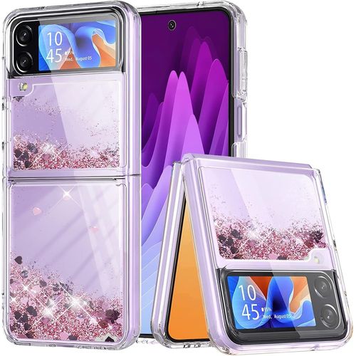 Sjzg-Coque Pour Samsung Galaxy Z Flip 4 5g, Housse Glitter Antichoc Étui De Protection Samsung Z Flip 4 5g Coque Silicone Transparent Tpu Bumper Quicksand Case Coque Samsung Galaxy Z Flip 4 5g