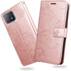 Kal-Coque Pour Oppo A73 5g / Oppo A72 5g / Oppo Reno 4z, Papillon Imprimé Housse En Cuir Pu Magnétique Portefeuille, Étui À Rabat Pour Oppo A73 5g / Oppo A72 5g / Oppo A92s / Oppo Reno 4z, Or Rose
